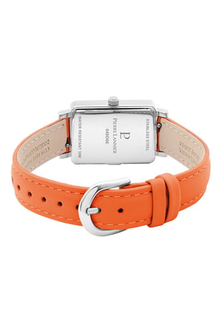 Reloj de cuarzo de piel - Naranja y plateado