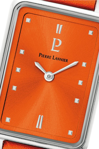 Reloj de cuarzo de piel - Naranja y plateado