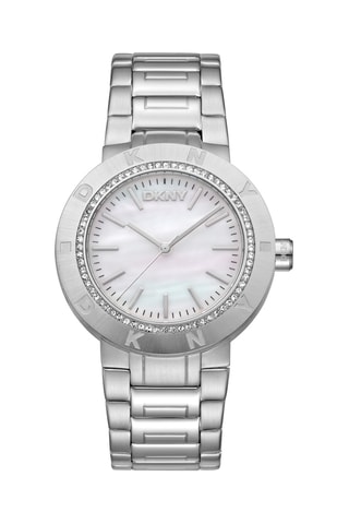 Reloj de cuarzo de acero - Plateado y blanco