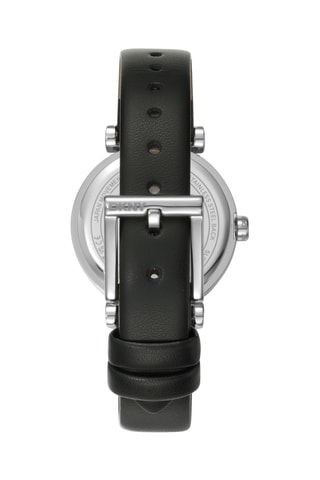 Reloj de cuarzo de piel - Negro y plateado