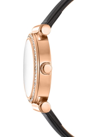 Reloj de cuarzo de piel - Negro y rosa dorado