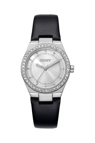 Reloj de cuarzo de piel - Negro y plateado