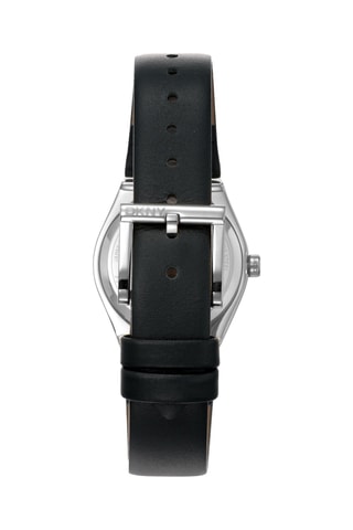Reloj de cuarzo de piel - Negro y plateado