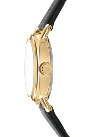 Reloj de cuarzo de piel - Negro y dorado