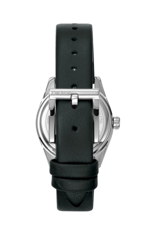 Reloj de cuarzo de piel - Negro y plateado