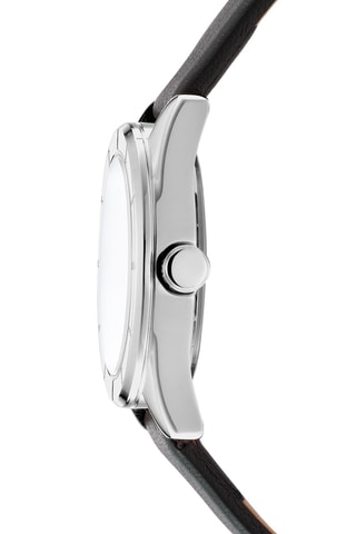 Reloj de cuarzo de piel - Negro y plateado