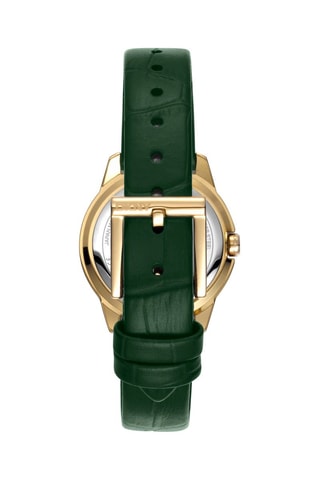 Reloj de cuarzo de piel - Verde y dorado