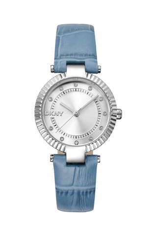 Reloj de cuarzo de piel - Azul y plateado