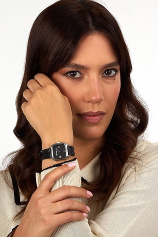Reloj de cuarzo de piel - Negro