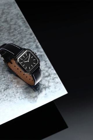 Reloj de cuarzo de piel - Negro