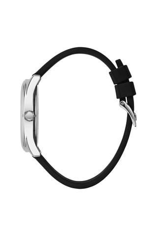 Reloj de cuarzo de piel - Negro y plateado