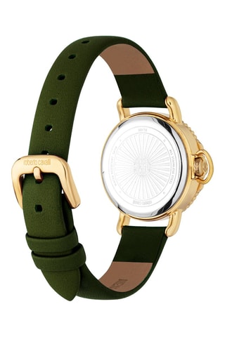 Reloj de cuarzo de piel - Verde y dorado