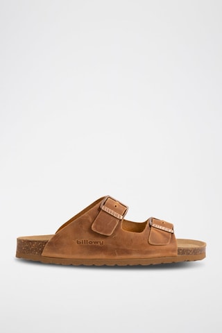 Mules de couro Camel