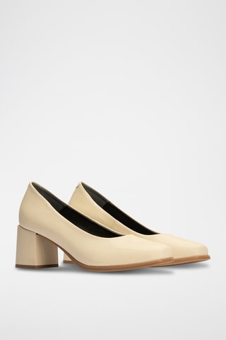 Sapatos de salto em couro - Bege