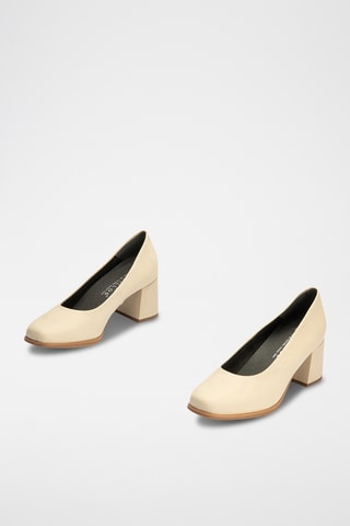Sapatos de salto em couro - Bege