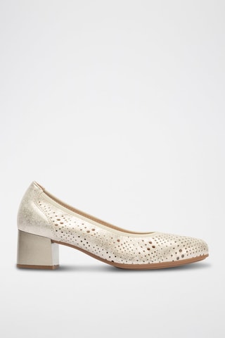 Sapatos de salto em couro - Dourado  - Dourado