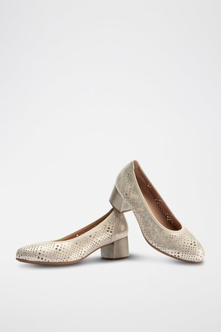 Sapatos de salto em couro - Dourado  - Dourado