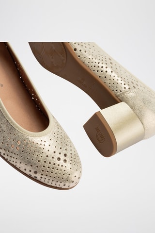 Sapatos de salto em couro - Dourado  - Dourado