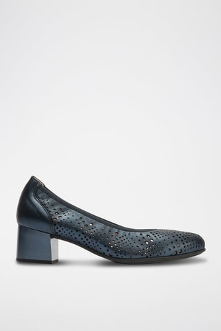 Sapatos de salto em couro - Dourado  - Azul-marinho