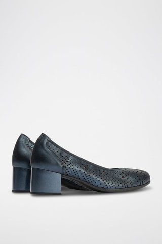 Sapatos de salto em couro - Dourado  - Azul-marinho