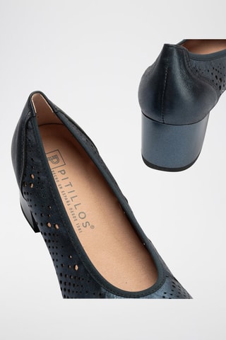 Sapatos de salto em couro - Dourado  - Azul-marinho