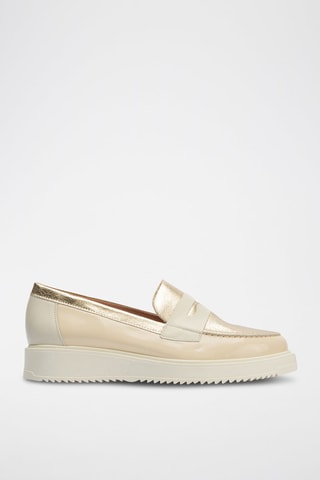 Mocassins em couro - Nude - Bege