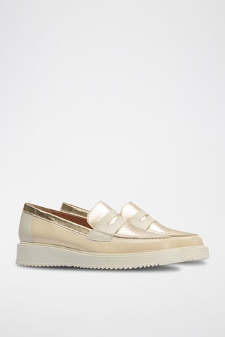Mocassins em couro - Nude - Bege