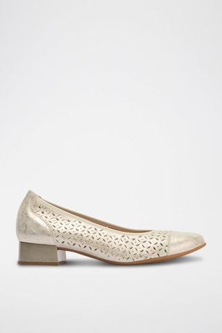 Sapatos de salto em couro - Dourado - Dourado