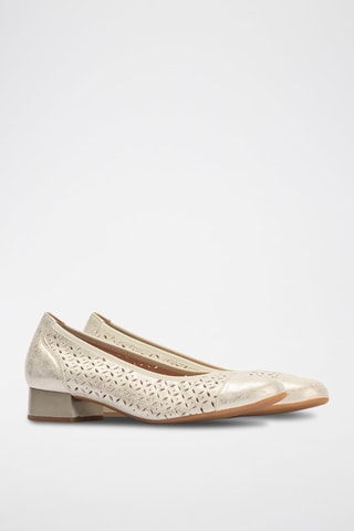 Sapatos de salto em couro - Dourado - Dourado