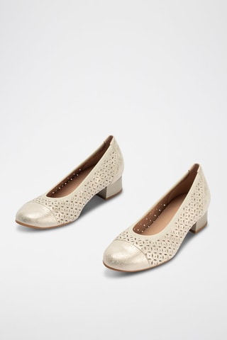 Sapatos de salto em couro - Dourado - Dourado
