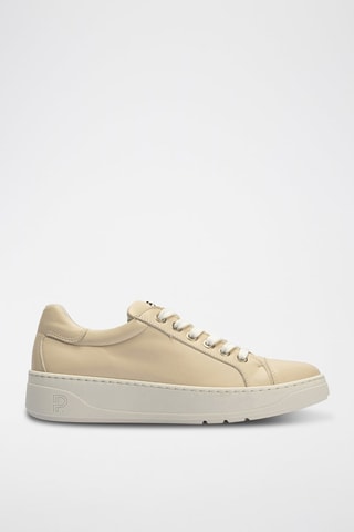 Sapatilhas em couro nappa - Branco - Bege