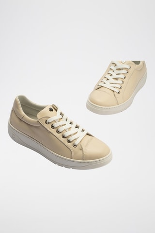 Sapatilhas em couro nappa - Branco - Bege