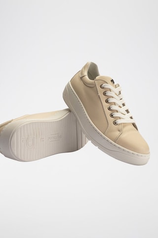 Sapatilhas em couro nappa - Branco - Bege
