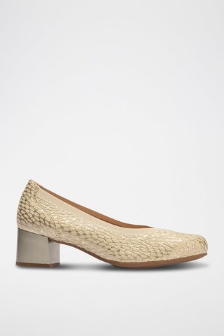 Sapatos de salto em couro - Dourado - Dourado