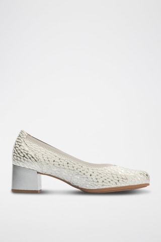 Sapatos de salto em couro - Dourado - Prateado