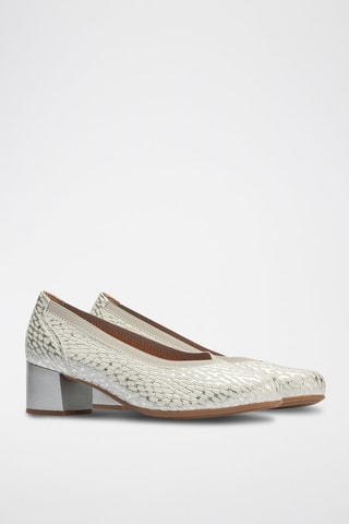 Sapatos de salto em couro - Dourado - Prateado