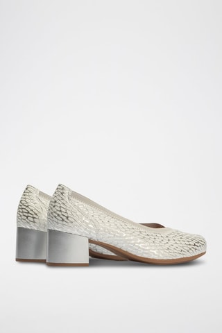 Sapatos de salto em couro - Dourado - Prateado