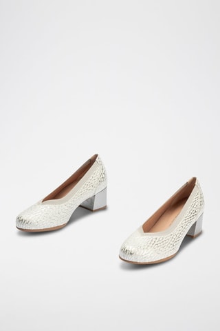 Sapatos de salto em couro - Dourado - Prateado