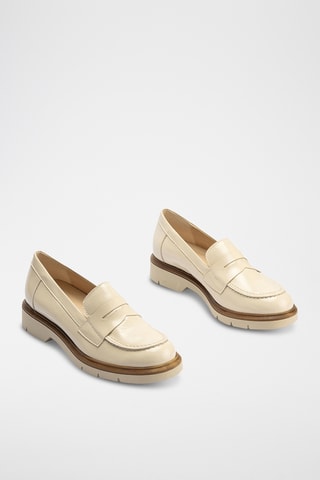 Mocassins em couro envernizado - Bege - Bege