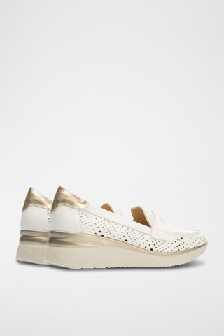 Mocassins com cunha em couro - Branco - Branco