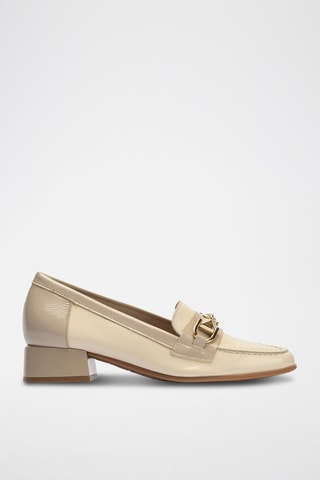 Mocassins em couro envernizado - Branco - Bege
