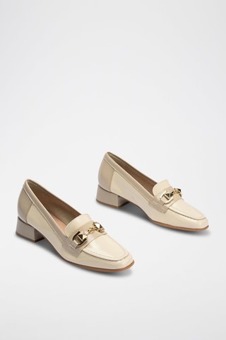 Mocassins em couro envernizado - Branco - Bege