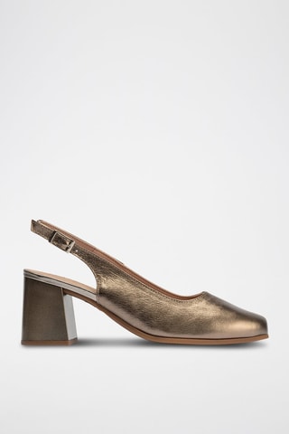 Sapatos de salto em couro - Dourado - Dourado