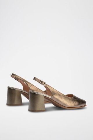 Sapatos de salto em couro - Dourado - Dourado