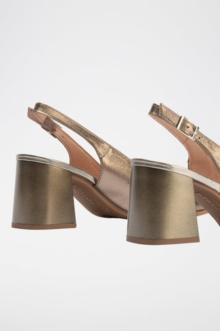 Sapatos de salto em couro - Dourado - Dourado