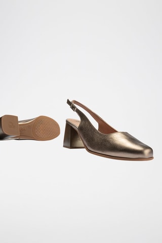 Sapatos de salto em couro - Dourado - Dourado