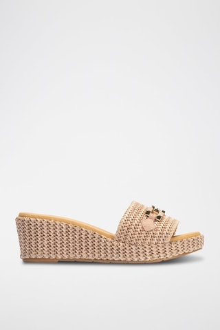 Mules com cunha - Nude - Nude