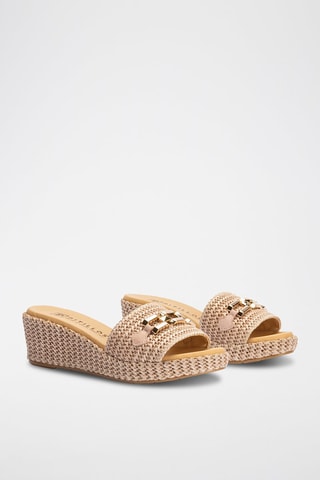 Mules com cunha - Nude - Nude