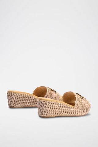 Mules com cunha - Nude - Nude