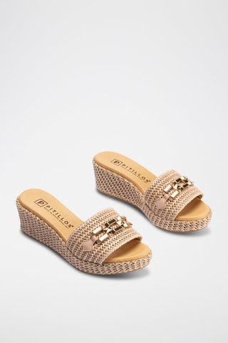 Mules com cunha - Nude - Nude